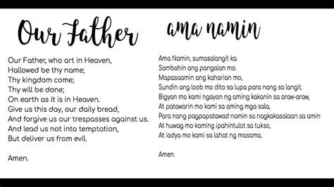 The Lord's Prayer in Tagalog .